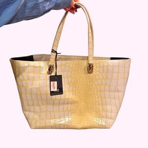 Roberto Cavalli Class Leather Snake Skin Embossed Tote Bag NWT